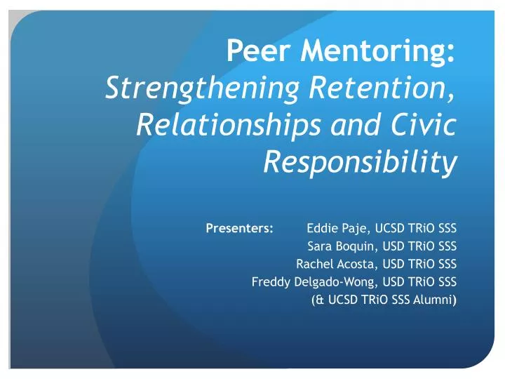 peer mentoring strengthening retention relationships and civic responsibility