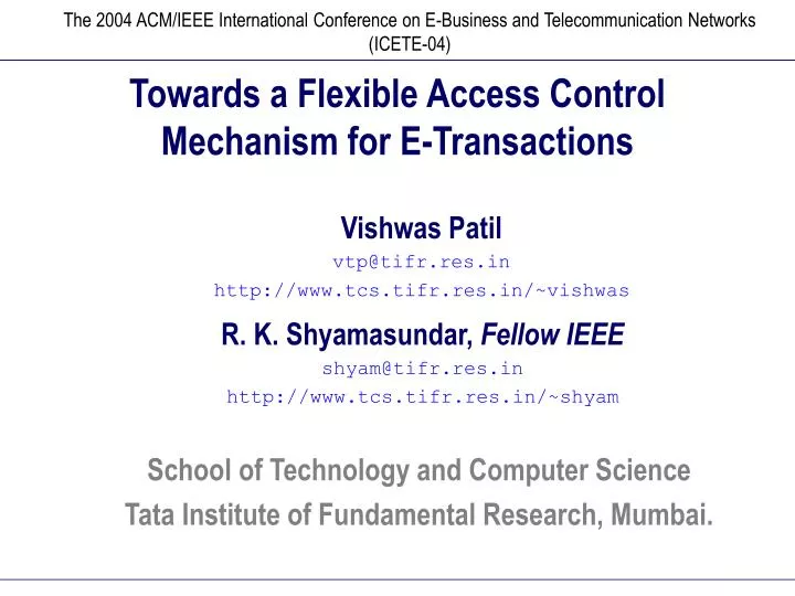 towards a flexible access control mechanism for e transactions