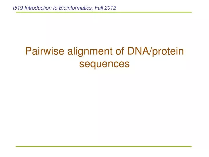 pairwise alignment of dna protein sequences