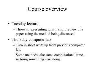 Course overview