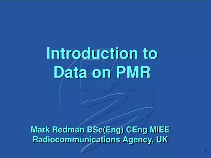 introduction to data on pmr