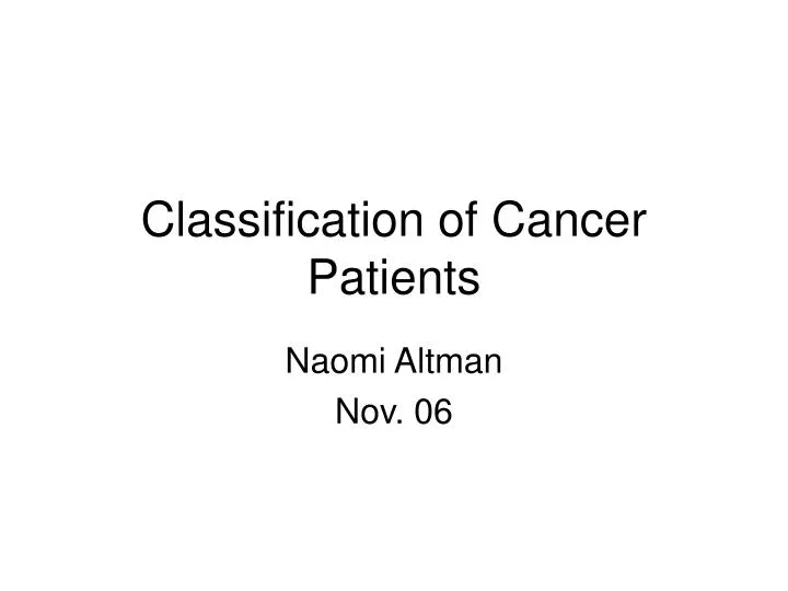classification of cancer patients