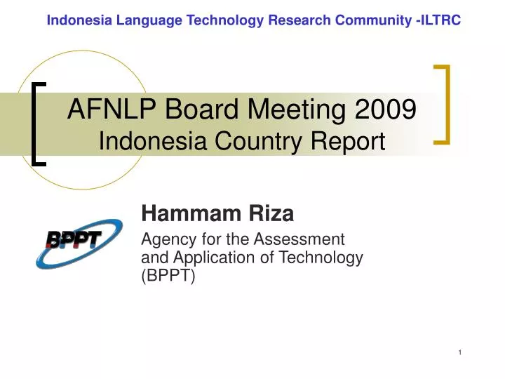 hammam riza agency for the assessment and application of technology bppt