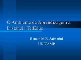 o ambiente de aprendizagem a dist ncia teleduc