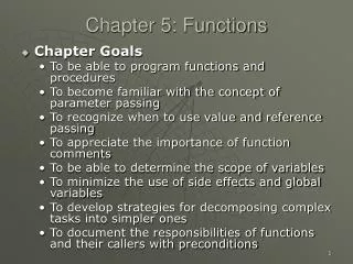Chapter 5: Functions