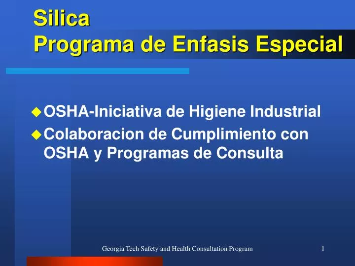 silica programa de enfasis especial