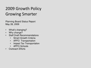 2009 Growth Policy Growing Smarter