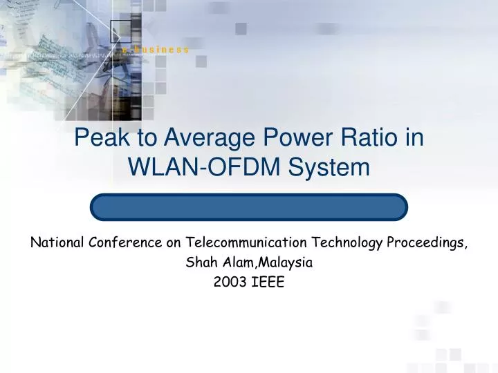 peak to average power ratio in wlan ofdm system