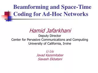 Beamforming and Space-Time Coding for Ad-Hoc Networks