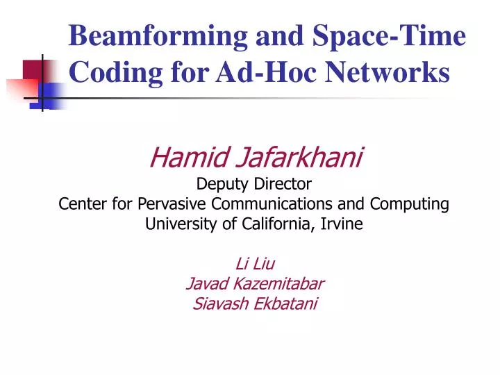 beamforming and space time coding for ad hoc networks