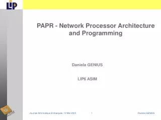 PAPR - Network Processor Architecture and Programming