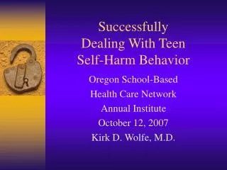 Successfully Dealing With Teen Self-Harm Behavior