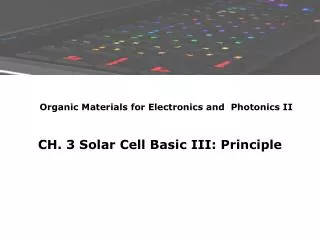CH. 3 Solar Cell Basic III: Principle