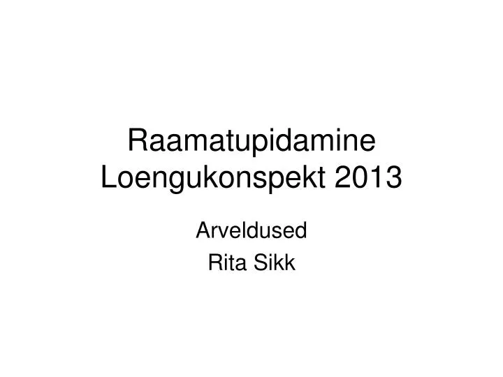 raamatupidamine loengukonspekt 2013