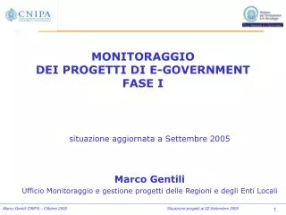 monitoraggio dei progetti di e government fase i
