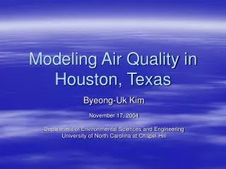 Modeling Air Quality in Houston, Texas