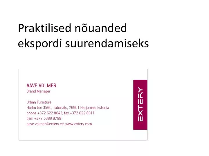 praktilised n uanded ekspordi suurendamiseks