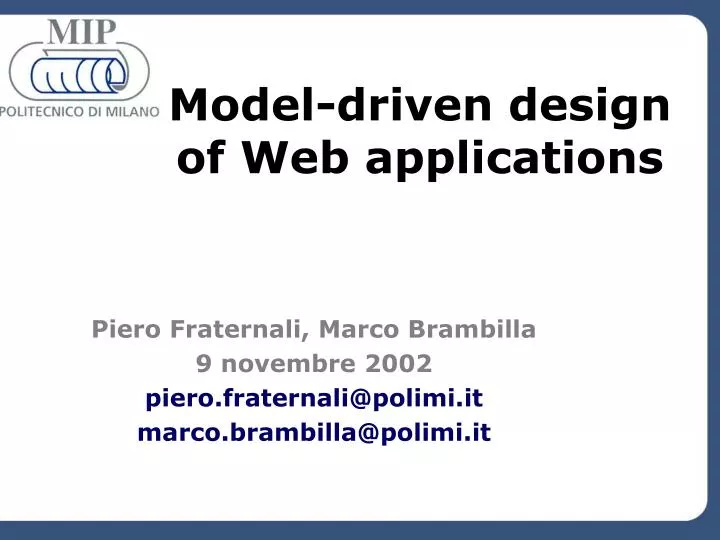 model driven design of web applications