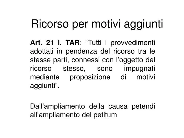 ricorso per motivi aggiunti