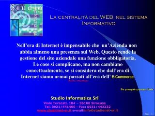 la centralit del web nel sistema informativo