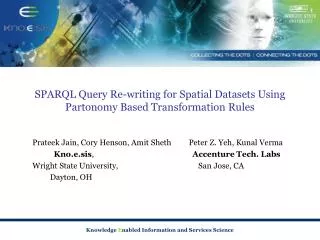 SPARQL Query Re-writing for Spatial Datasets Using Partonomy Based Transformation Rules