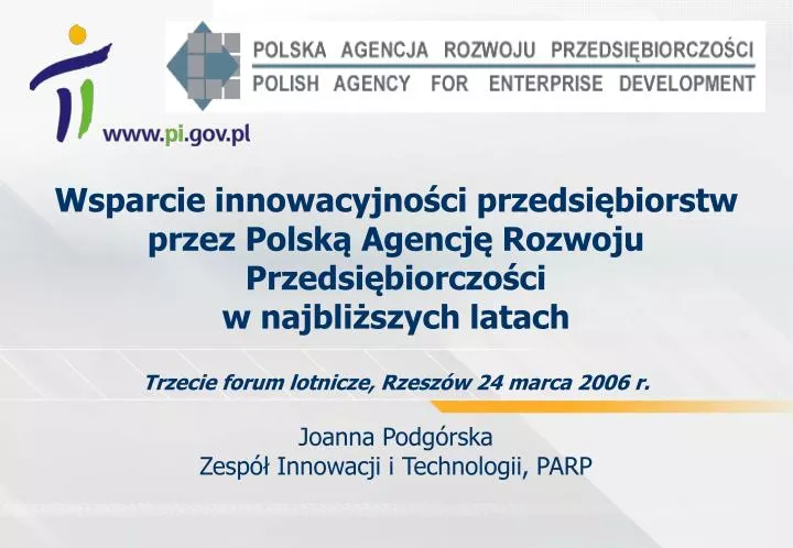 joanna podg rska zesp innowacji i technologii parp