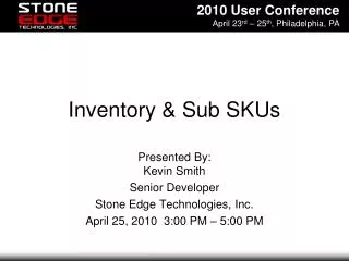 Inventory &amp; Sub SKUs