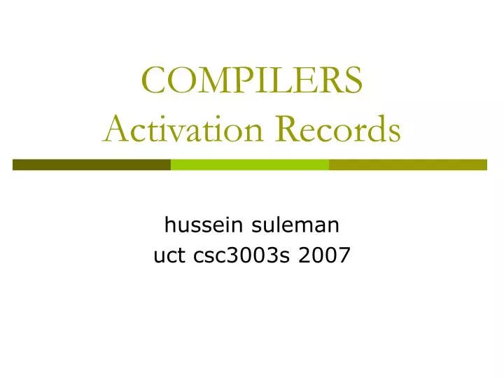 compilers activation records