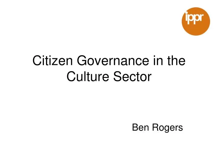 citizen governance in the culture sector