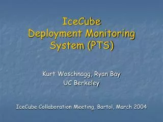 IceCube Deployment Monitoring System (PTS)