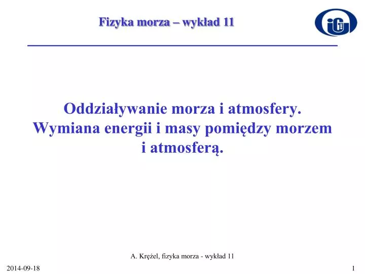 oddzia ywanie morza i atmosfery wymiana energii i masy pomi dzy morzem i atmosfer