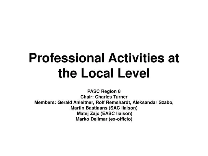professional activities at the local level