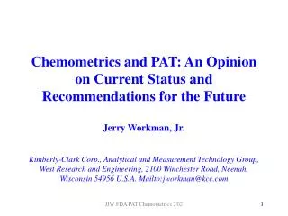 Chemometrics Defined...