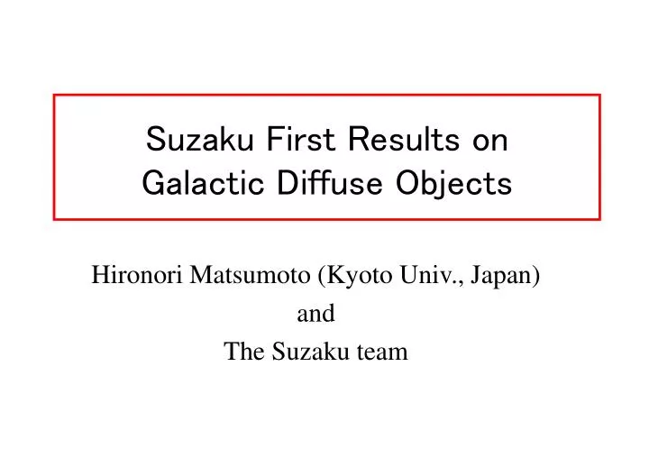 suzaku first results on galactic diffuse objects