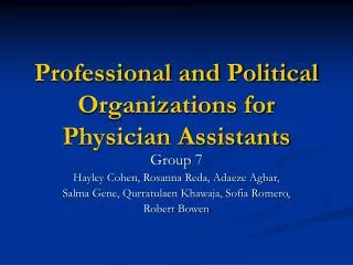 Professional and Political Organizations for Physician Assistants