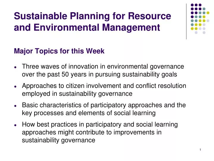 sustainable planning for resource and environmental management