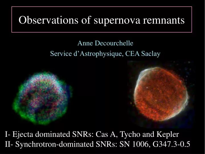 observations of supernova remnants