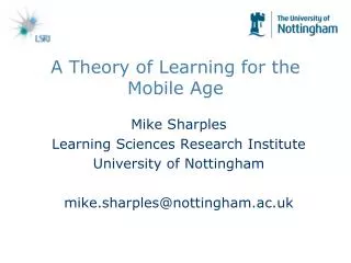 A Theory of Learning for the Mobile Age