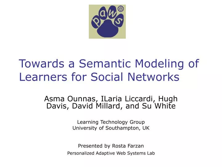 towards a semantic modeling of learners for social networks