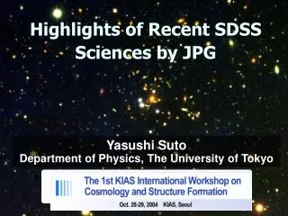 Highlights of Recent SDSS Sciences by JPG