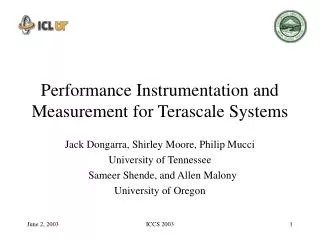 Performance Instrumentation and Measurement for Terascale Systems