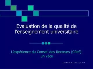 evaluation de la qualit de l enseignement universitaire