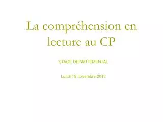 la compr hension en lecture au cp