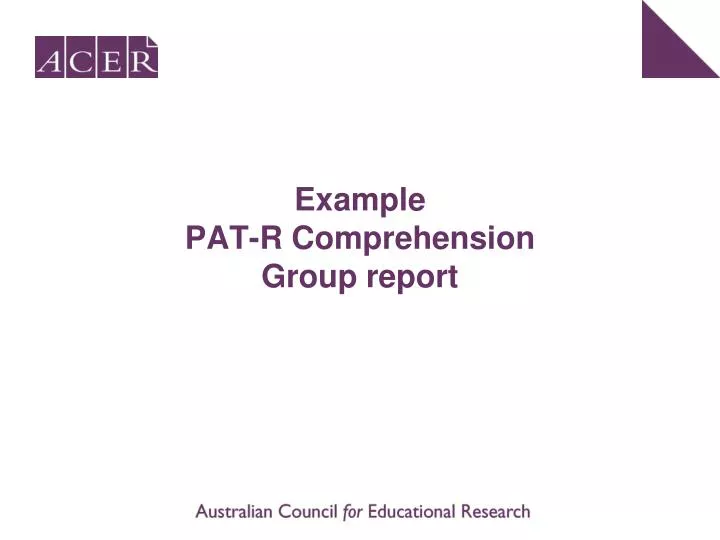 example pat r comprehension group report