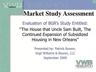 Market Study Assessment
