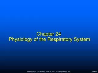 Chapter 24 Physiology of the Respiratory System