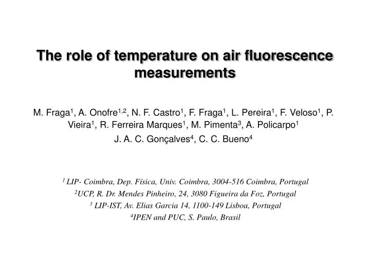 the role of temperature on air fluorescence measurements