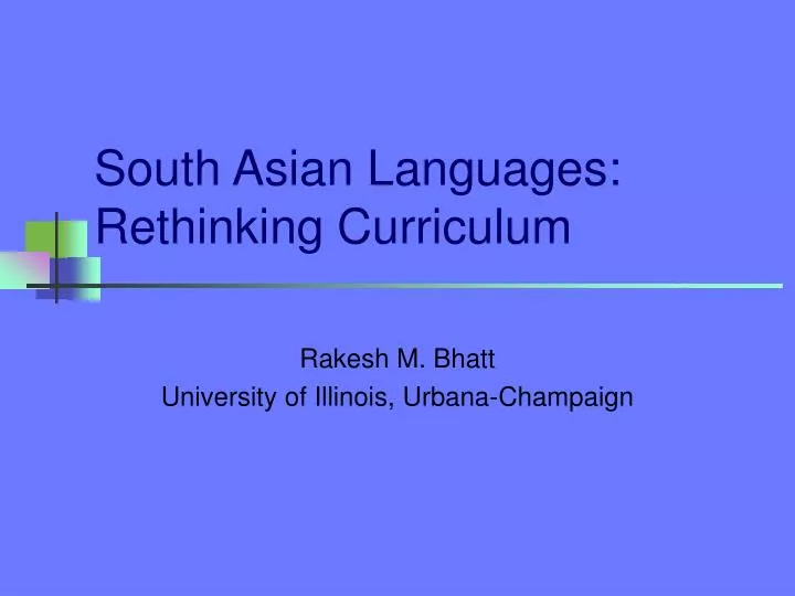 south asian languages rethinking curriculum