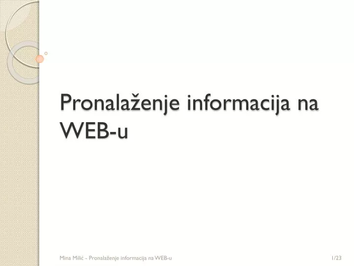 pronala enje informacija na web u