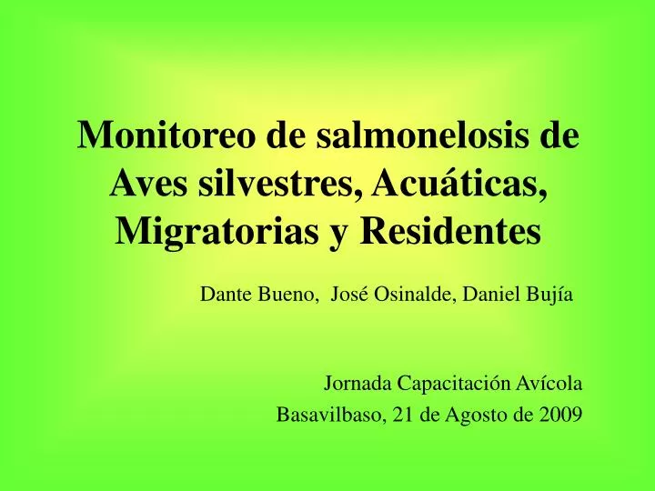 monitoreo de salmonelosis de aves silvestres acu ticas migratorias y residentes